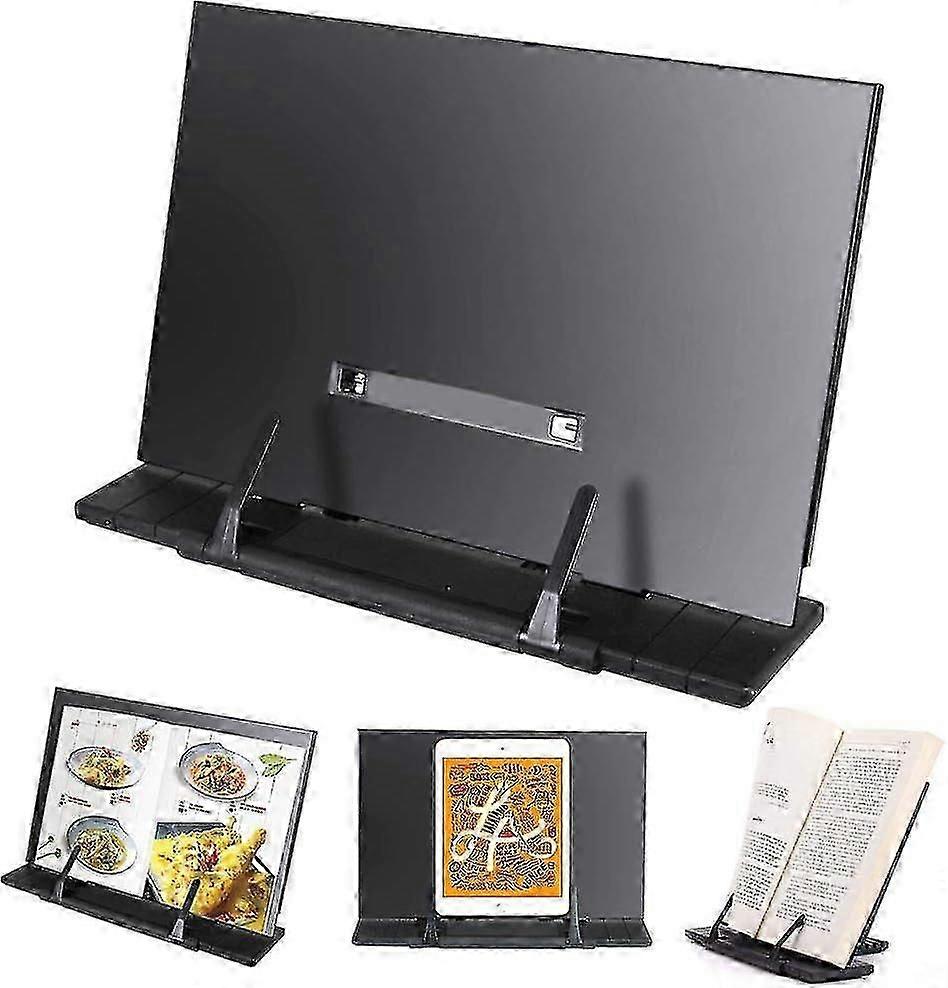 Adjustable Metal Book Stand - Cookbook Holder and Tablet Stand with Angle Adjustment and Foldable Design for Easy Portability