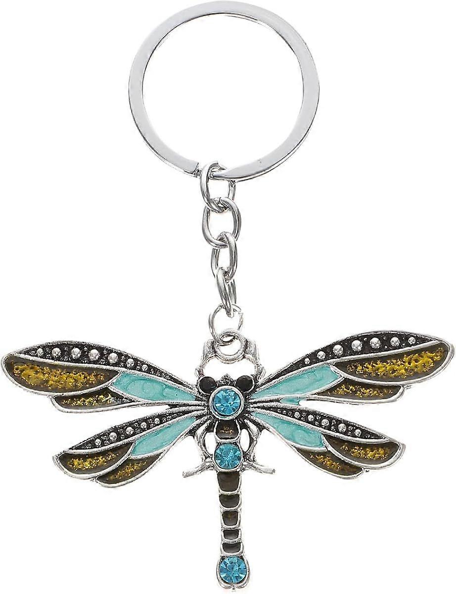 Creative Dragonfly Keychain, Green Zinc Alloy Keyring for Women, Lightweight Bag Charm, Backpack Decoration, Car Key Chain, Birthday Gift, C