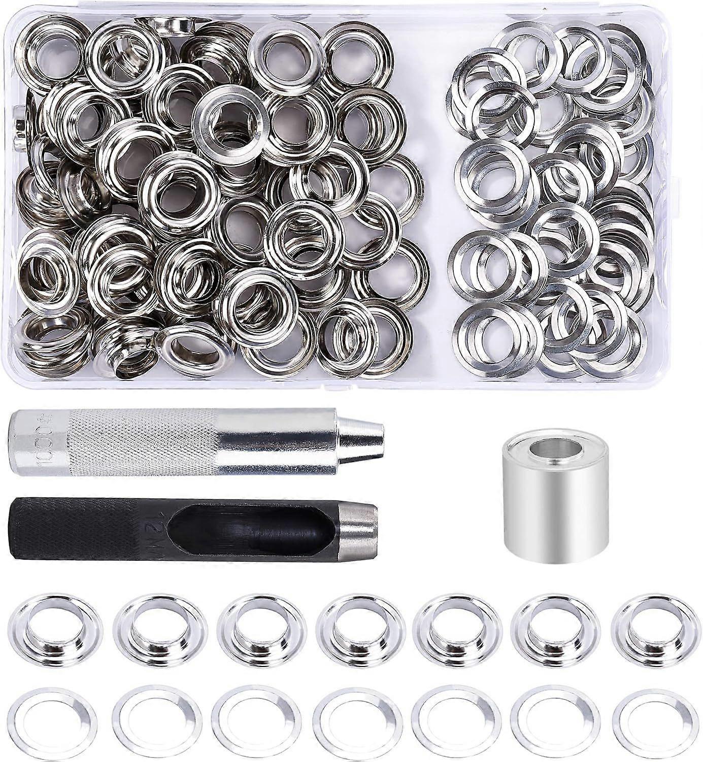 Grommets Eyelets Tools Kit 12mm 100 Sets Eyelets with 3pcs Grommet Eyelet Tools