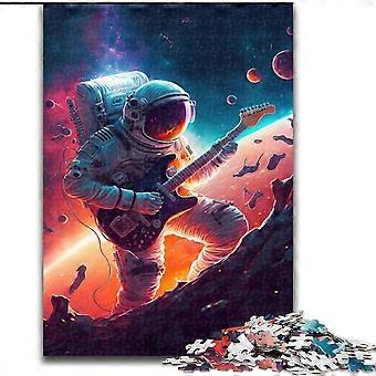 Jigsaw Puzzle for Adults And Teenagers Astronaut Playing Guitar for Adults,Staycation Kill Time with Fully Interlocking Randomly Shaped Pieces - PT 30