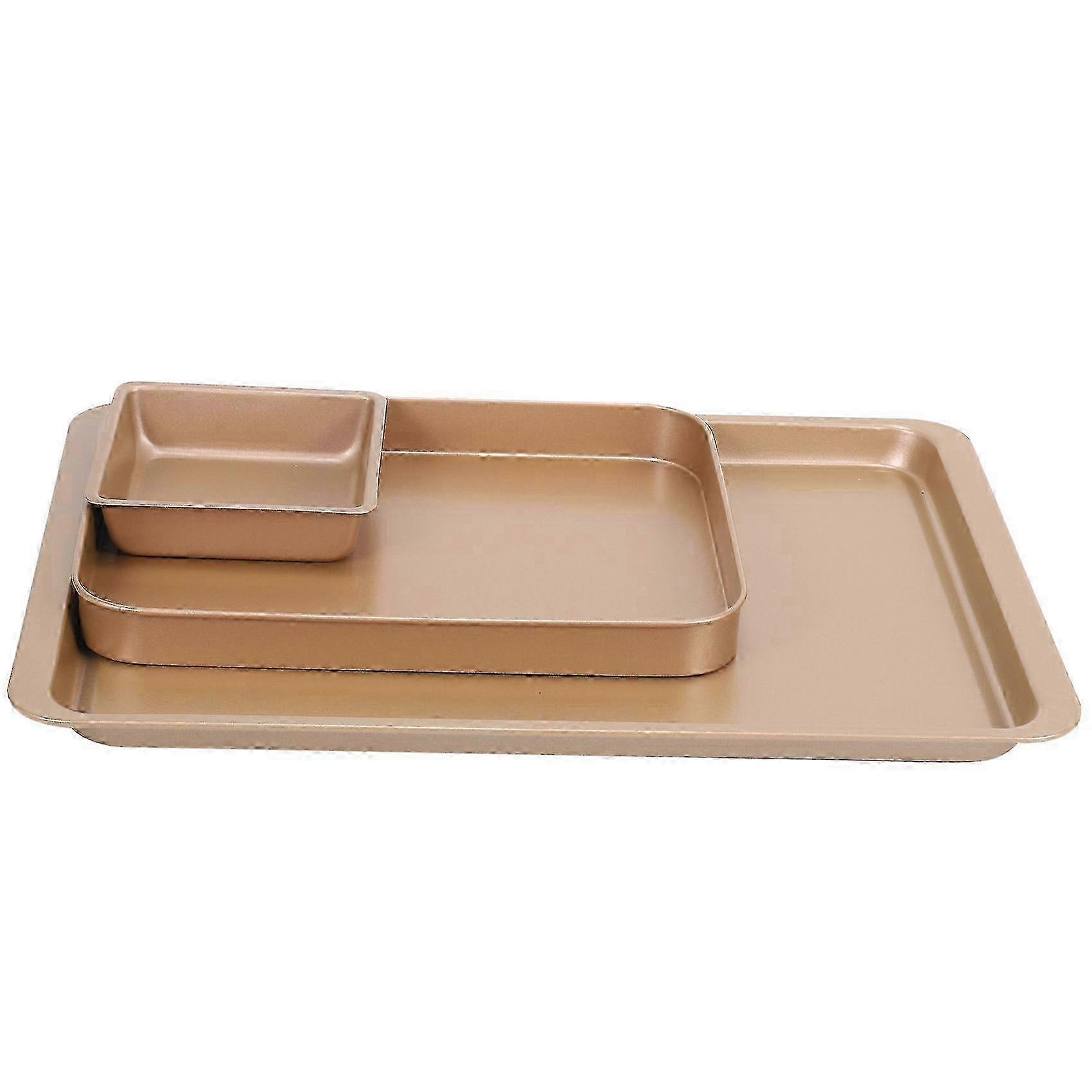 Nonstick Baking Tray Set, Rectangular Bakeware for Oven, Ideal for Cookies and Cakes, 3-Piece