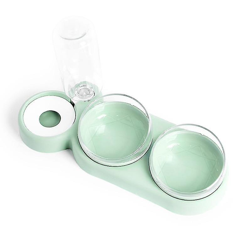 Drinking Fountains 15° Cat Bowl And Automatic Water Feeder Small Dog Food Container Depart Dry And Wet Food Green