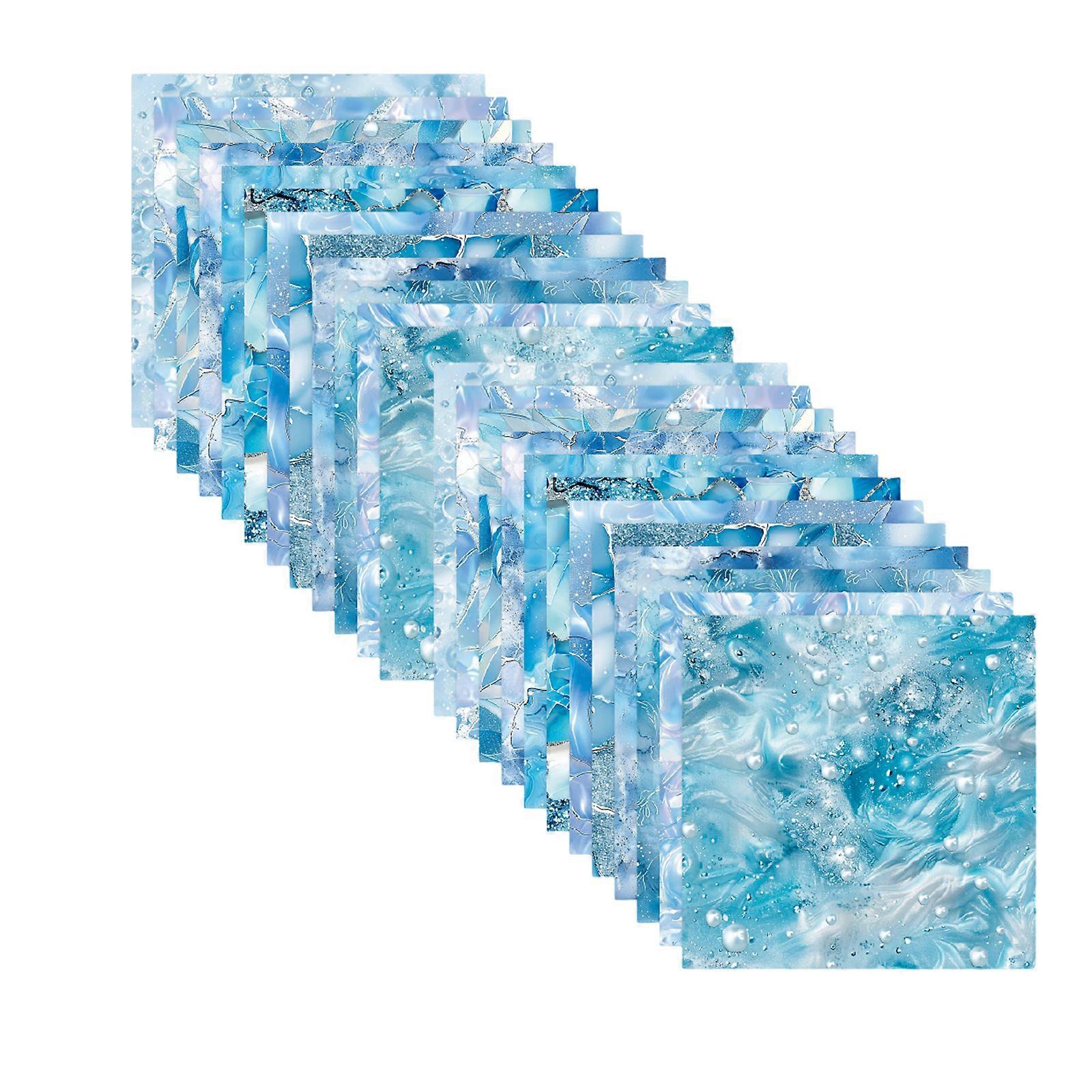 24 Sheets Ice Crystal Paper Scrapbook Paper Decorative Paper for Scrapbooking Journaling Paper Craft Creative Project Multicolor