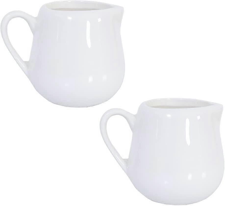 2pcs 110mlホワイトスモールセラミックミルクジャグキッチン注ぐコーヒークリームソースカップ