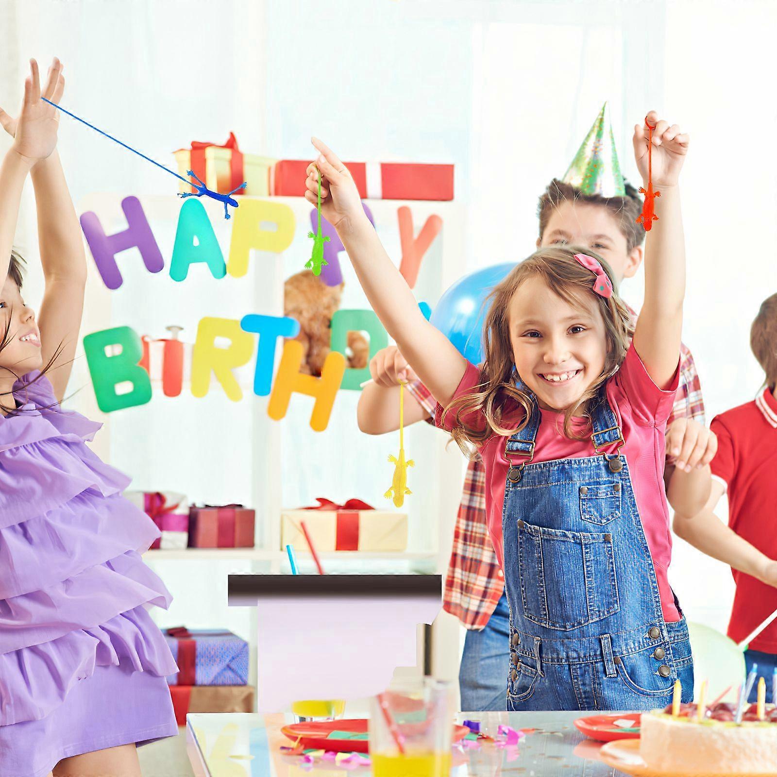 5個のトカゲのおもちゃスティッキートカゲ伸縮性のあるトカゲのおもちゃスクイーズおもちゃトカゲの置物伸縮性のある動物パーティーバッグフィラー