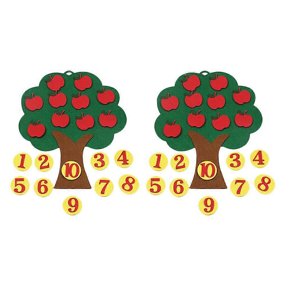 2 Sets Non-woven Apple Tree Digital 1 to 10 Cognitive Pairing Toy (Random Style)