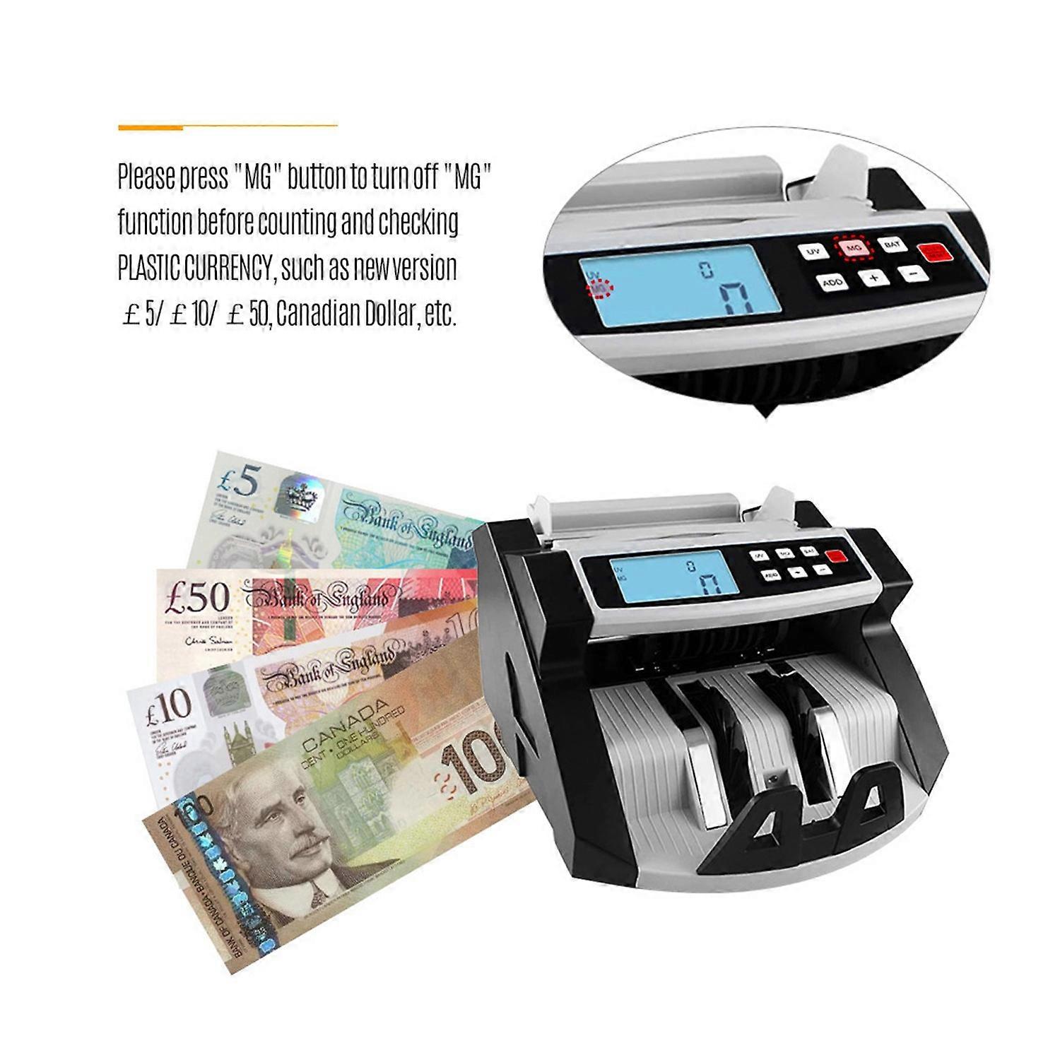 Foreign Currency Counter LCD Display Counterfeit Money Detector for Dollar Euro Pound