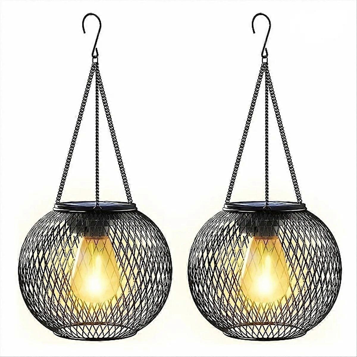 2PCS Outdoor Solar Lanterns Light Hanging Solar Lights Decorative LED