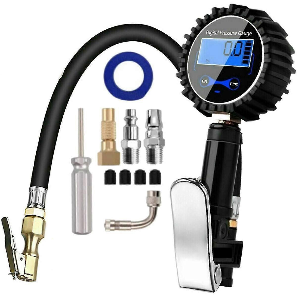 Digital Tire Inflator Pressure Gauge Air Compressor Pump Lcd Display Led Backlight Vehicle Tester M