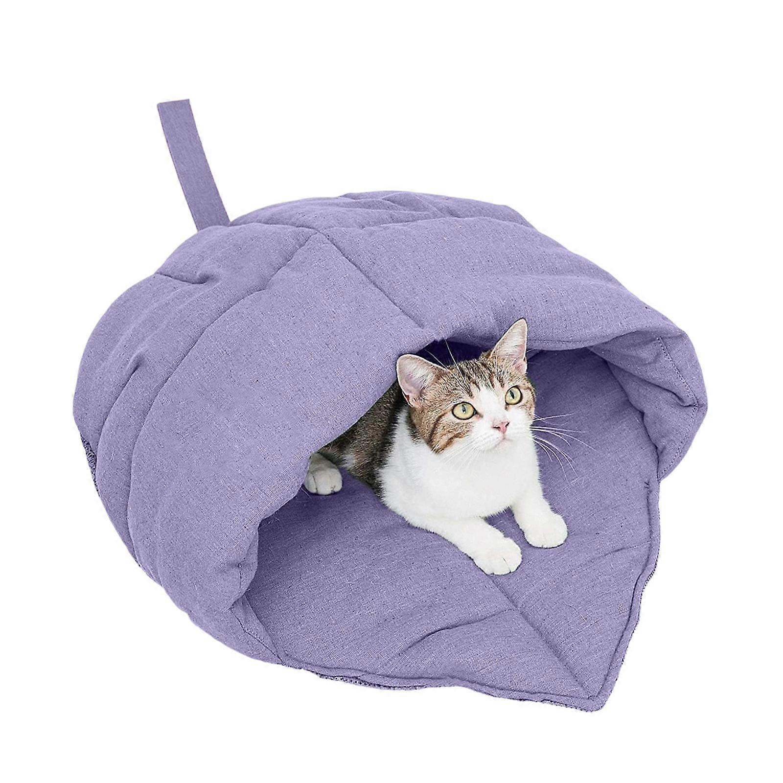Leaf Shape  Pet Bed  y Washable Dog Cats Cave Soft Bedding Indoor Space Multiple Color  Violet