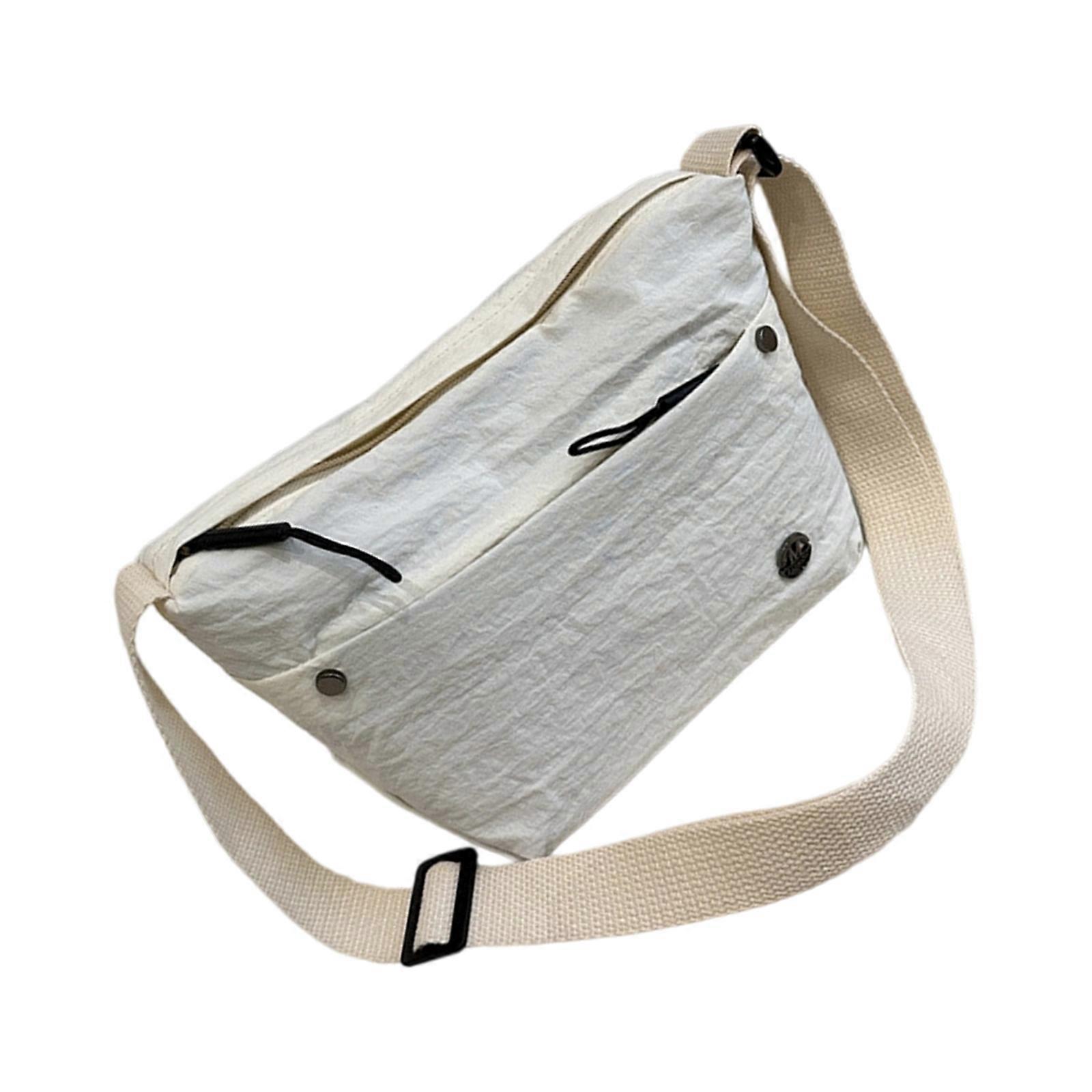 Practical Polyester Shoulder Bag Spacious Interior Adjustable Strap Perfect for Work Essential and Outdoor Activities  White