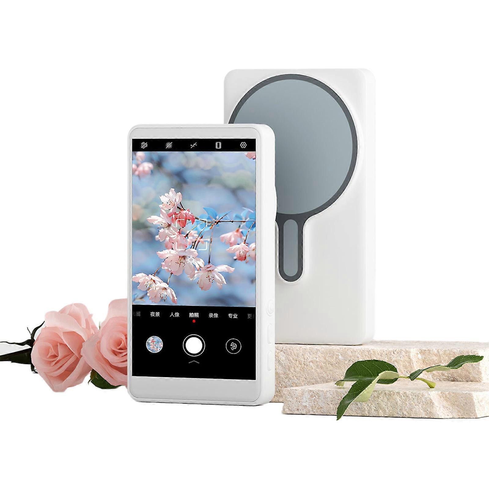 Phone Selfie Monitor Screen Using Phone Rear Camera for Vlog Live Stream Magnetic Monitor Screen with Speaker 3.5mm Plug  White