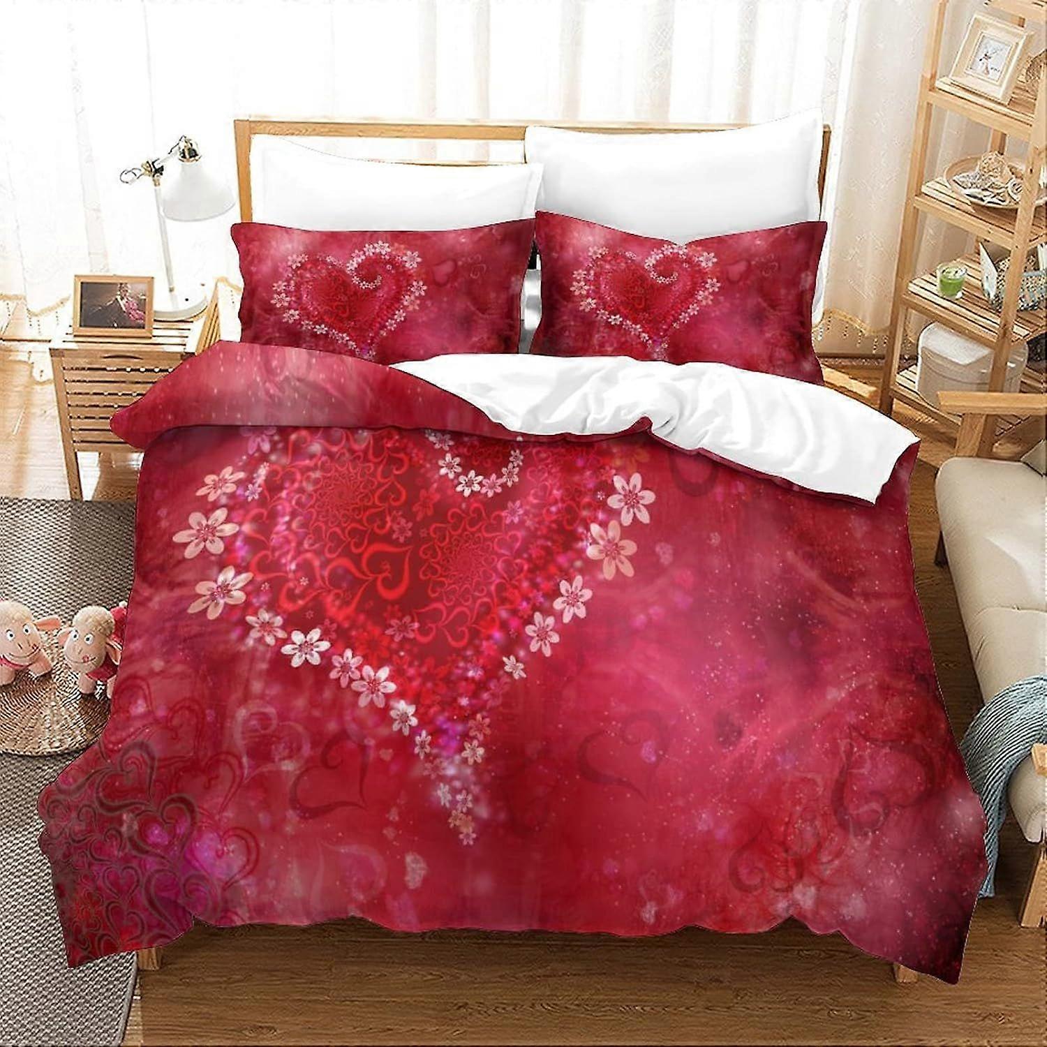 الحب 3D غطاء لحاف ، مجموعات الفراش ، مجموعة سرير لحاف بولي قطن ، الحب والرعاية عشاق الفن المزدوج