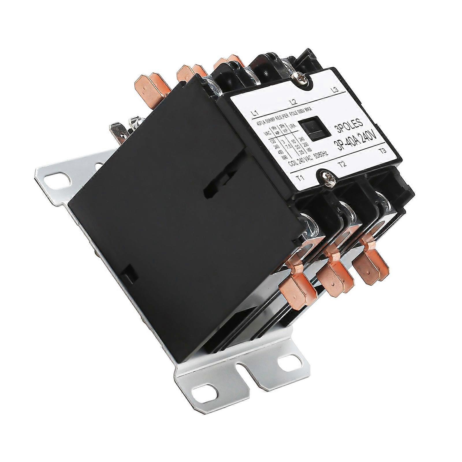 High Current 3P 40A Contactor 220V 24V Coils 3 Phase HVAC Contactor Simple Installation for Cooling Systems Heat Pumps Multicolor