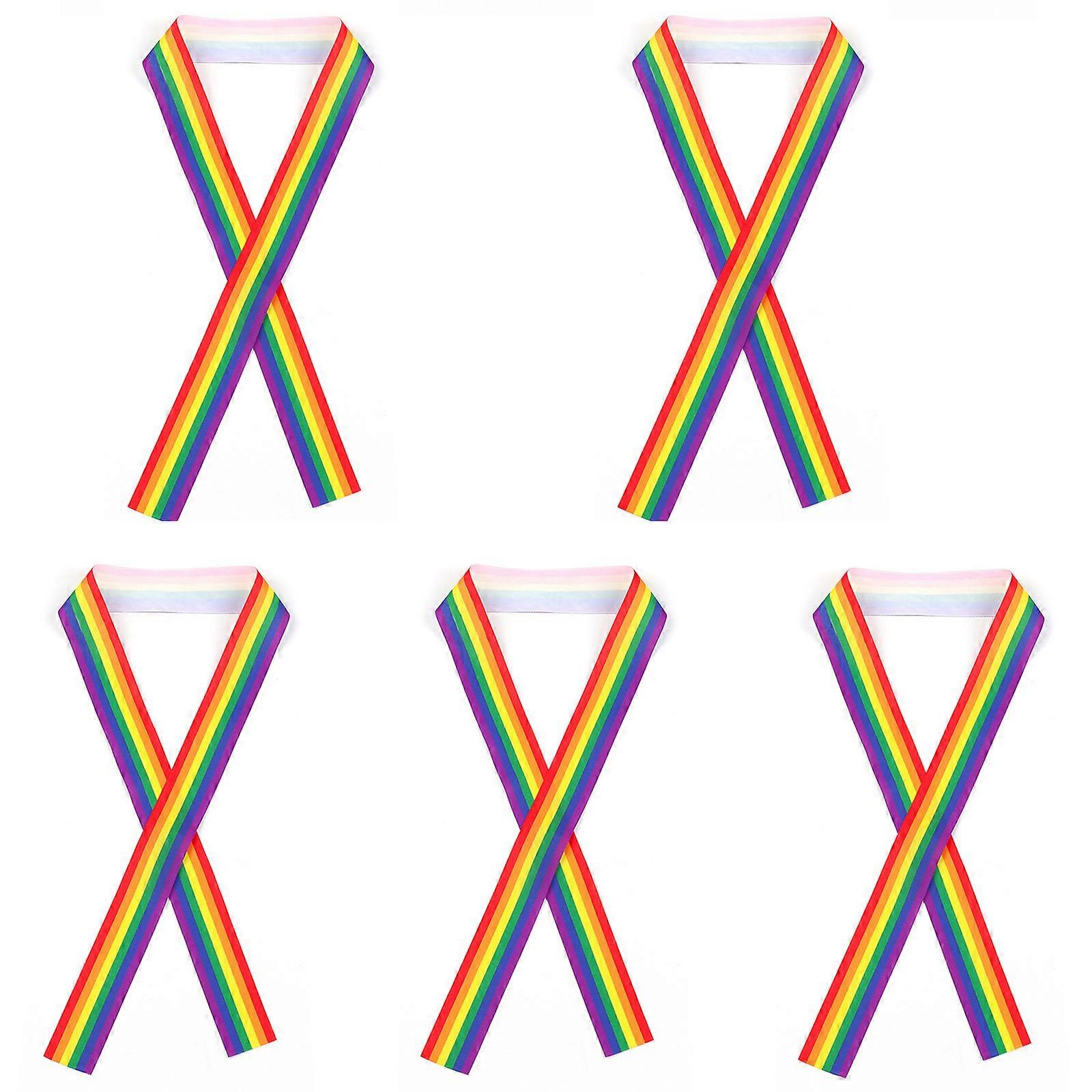 Versatile Rainbow Craft Ribbon for Creative Projects and Gift Packaging Easy to Use Polyester Streamer Decoration  5 items