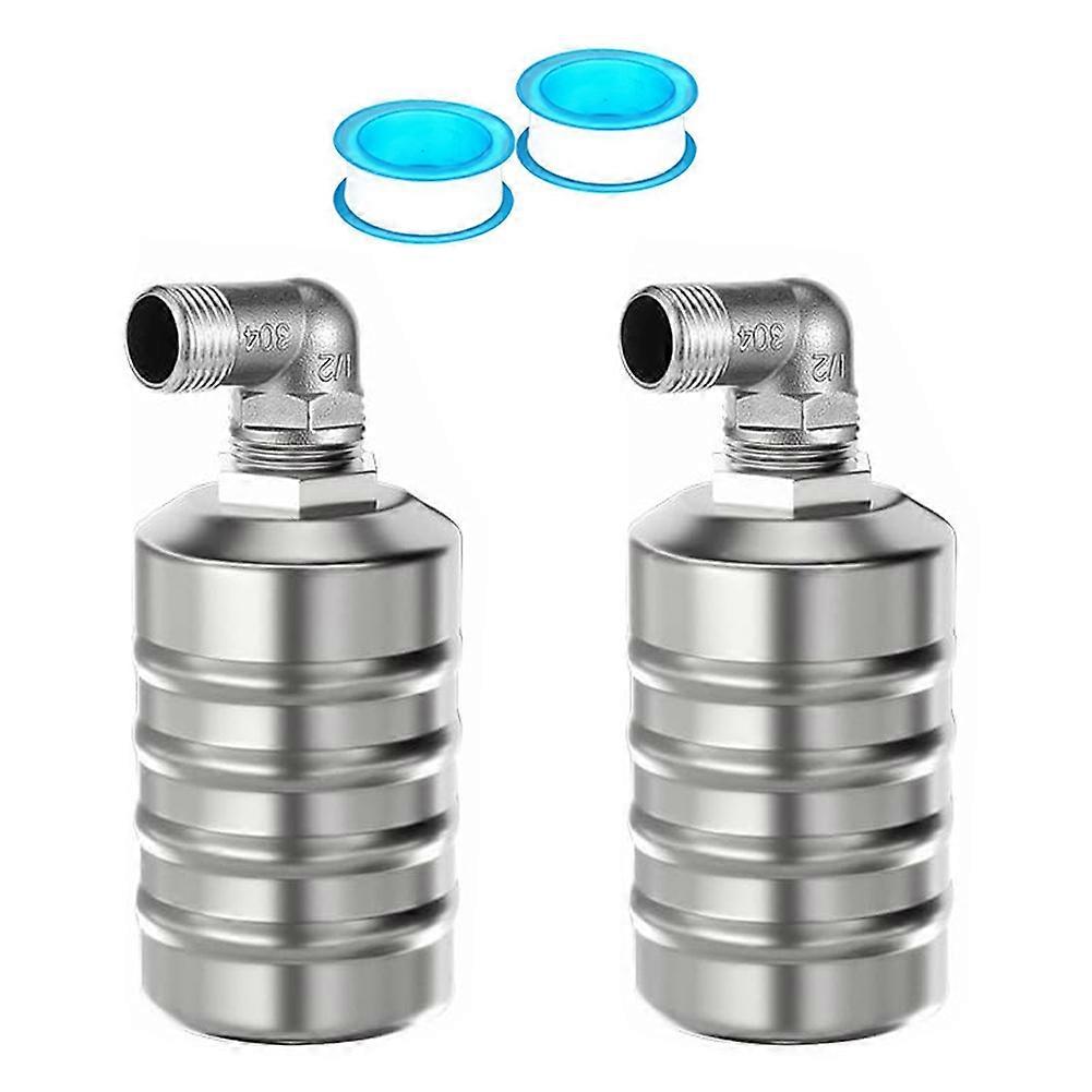 2PCS Fully Automatic Water Level Control Float Valve, Stainless Steel Mini Floating Ball Valve -1/2In side Water Intake