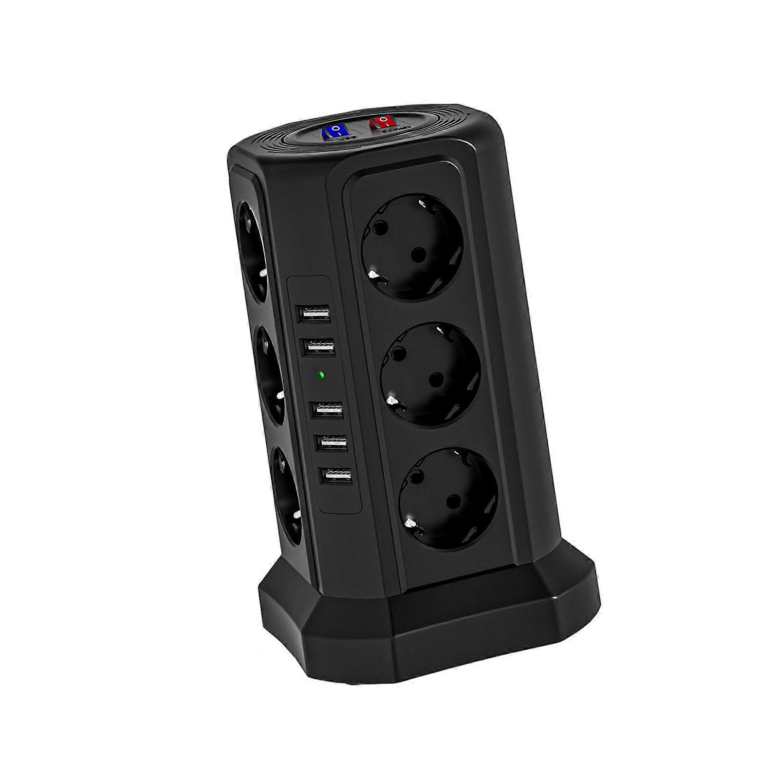 10A 250V 2500W Tower Power Strips 12 Position Socket Vertical Eectrical Plug Tower Outlet Socket Surge Protector Multicolor