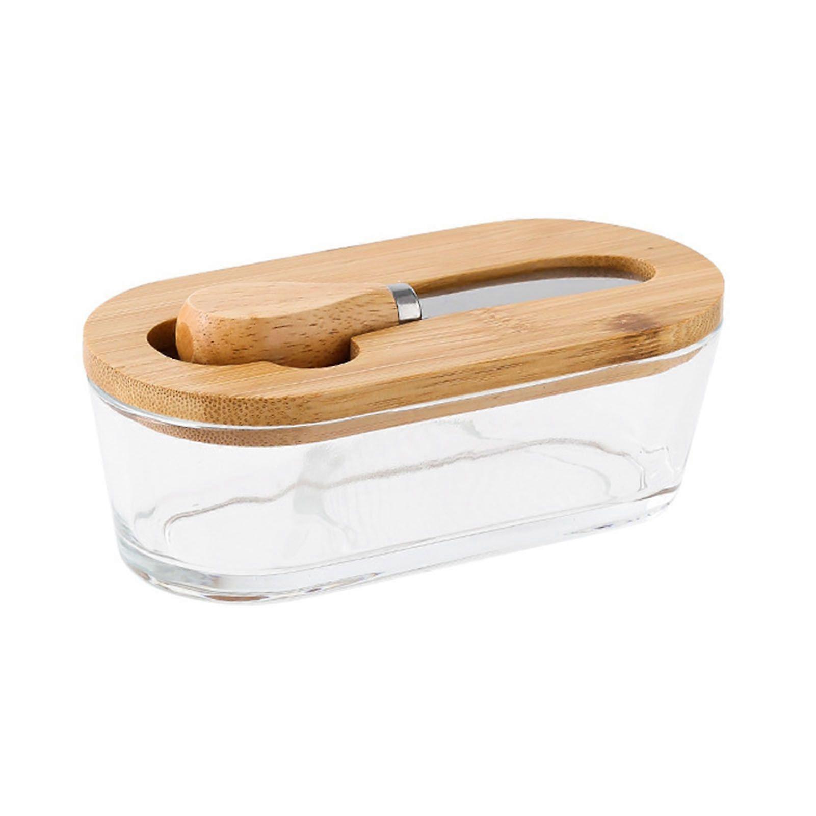 Kaesi Glass Butter Box with Lid Spatula Large Capacity Butter Dish Easy to Clean Butter Container Butter Lover Essential Accessory