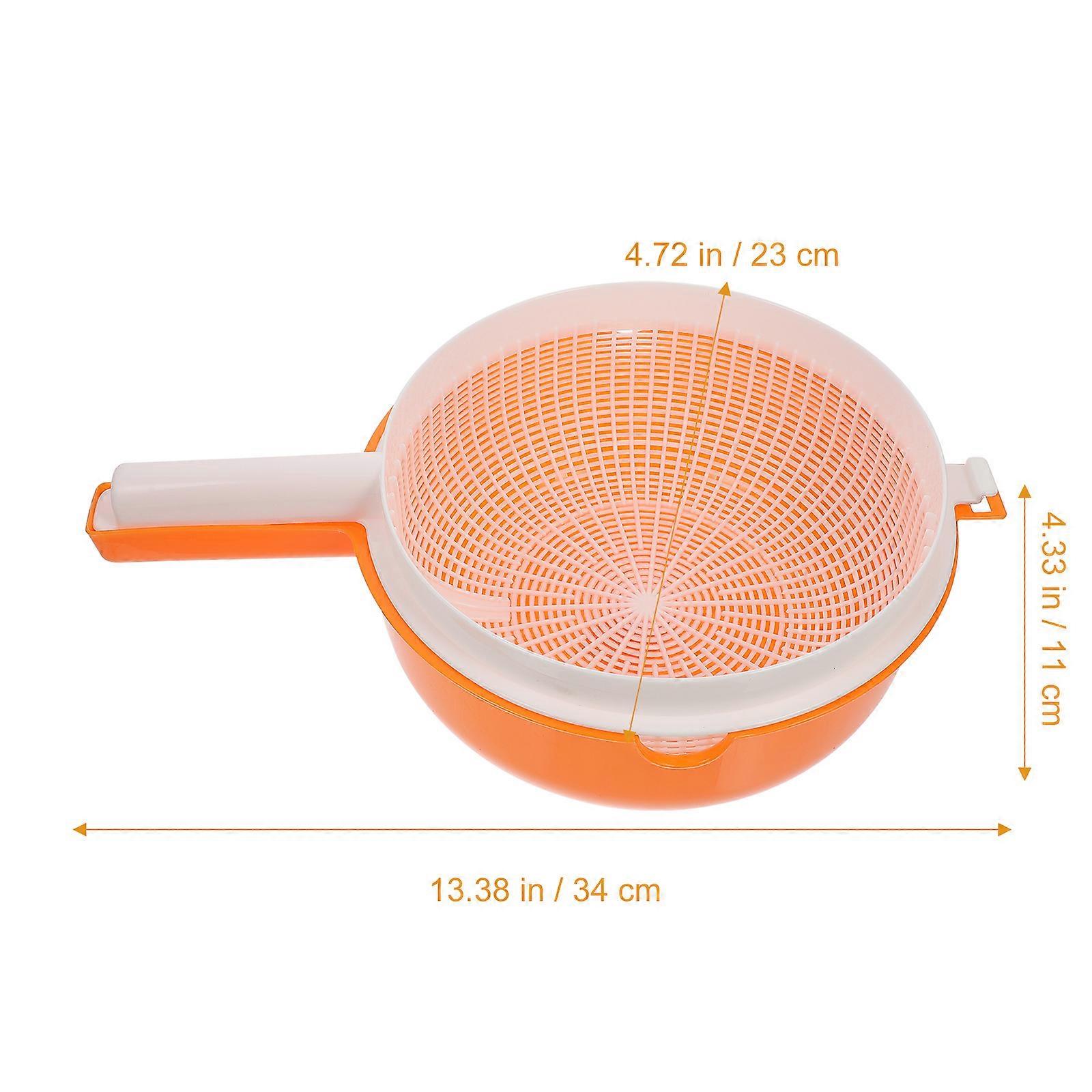 Orange Vegetable Washing Basket with Double-Layer Draining Function for Kitchen Use