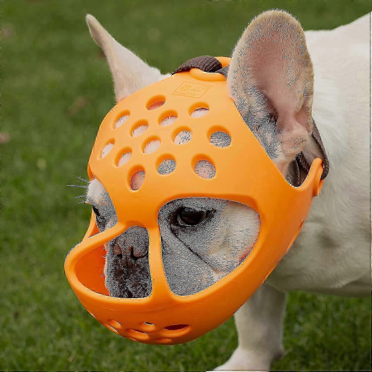 Chew proof muzzle for brachycephalic dogs, soft silicone for aggressive pets