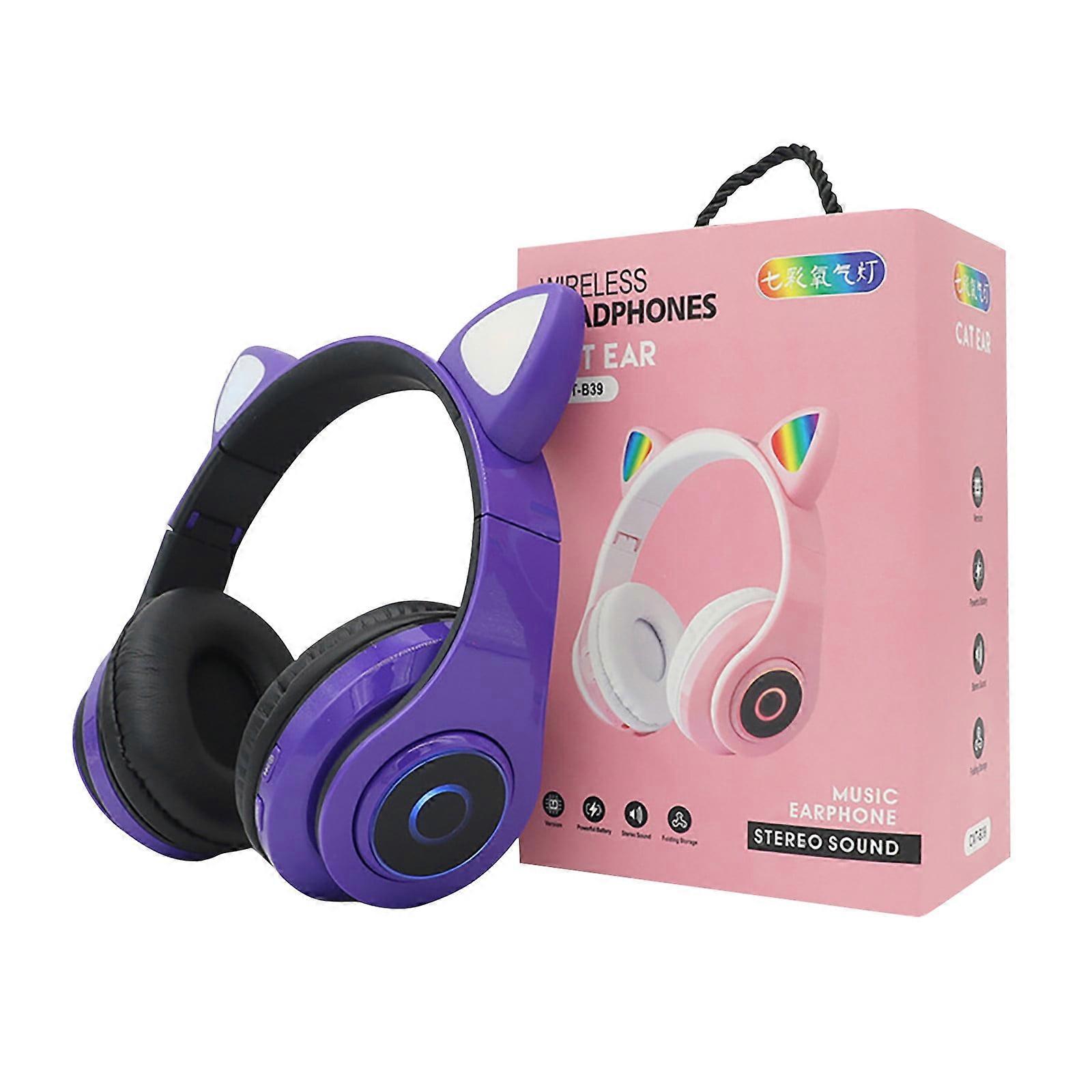 B39 Light-emitting Ear Headset Folding Wireless Plug-in Card Subwoofer Bluetooth Headset