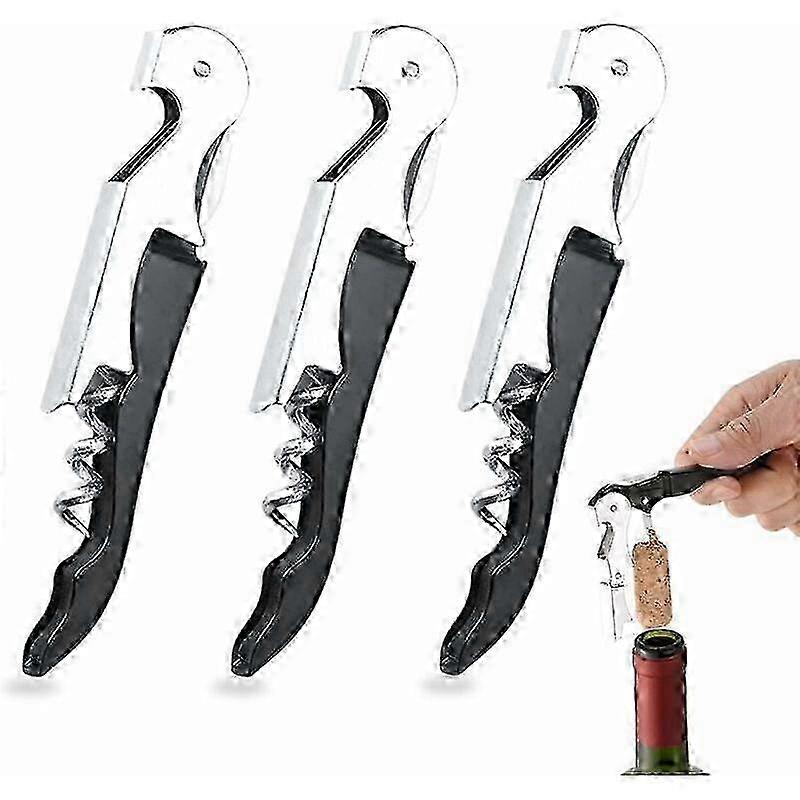 x Professional Waiter's Corkscrew, All-in-one Tool Featuring Multi-functional Design For Effortless Wine Opening, Portable And Durable (3PCS)