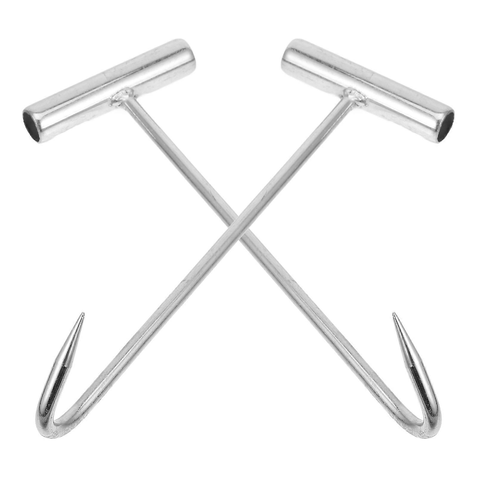 Utility Manhole Hook Tool 2Pcs Sturdy Stainless Steel For Workers Easy Hanging Usage