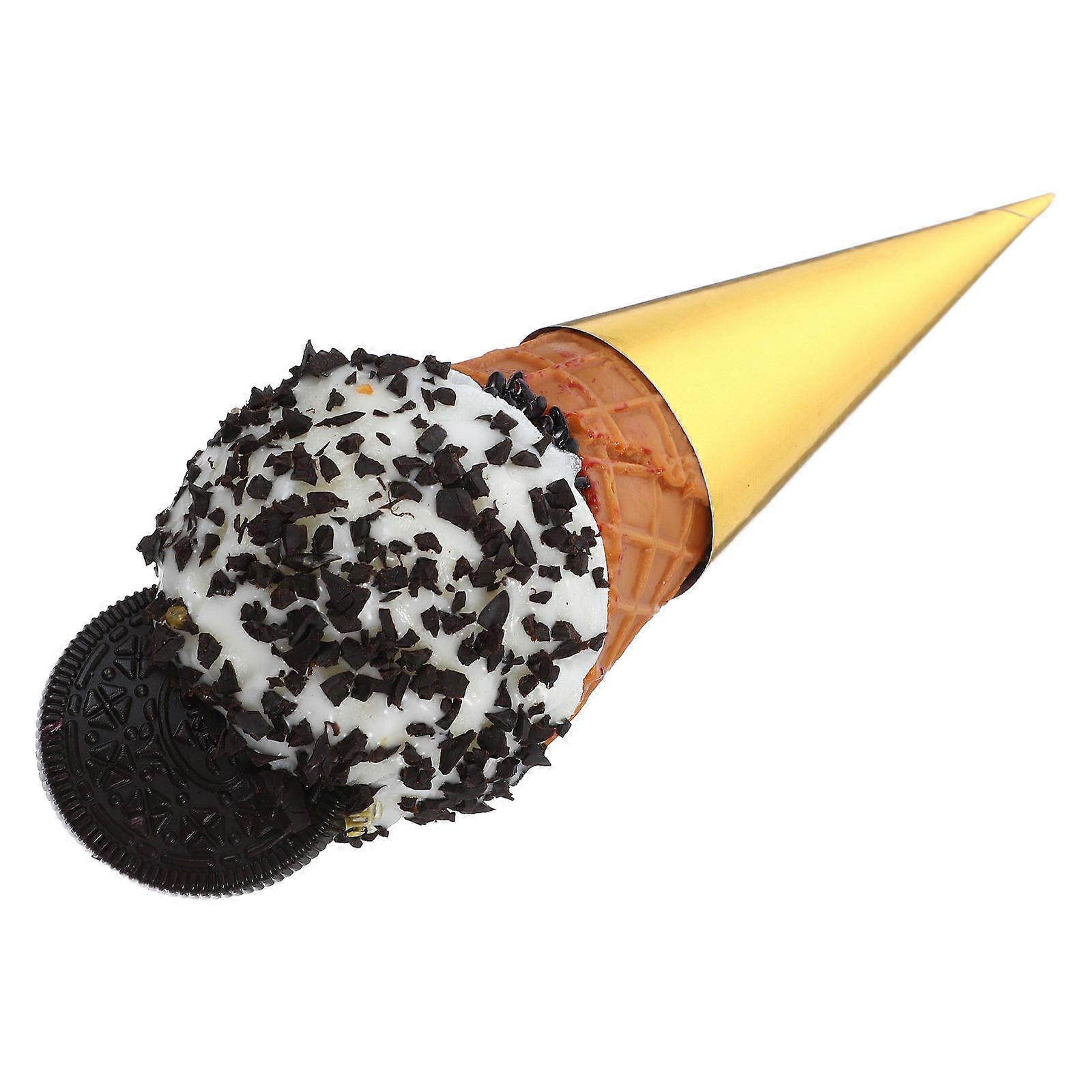 Artificial Ice Cream Model Cone for Decoration Golden PVC Prop