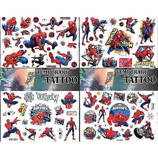 Spiderman tattoos - 4 sheets - Kids tattoos - Avengers multicolor