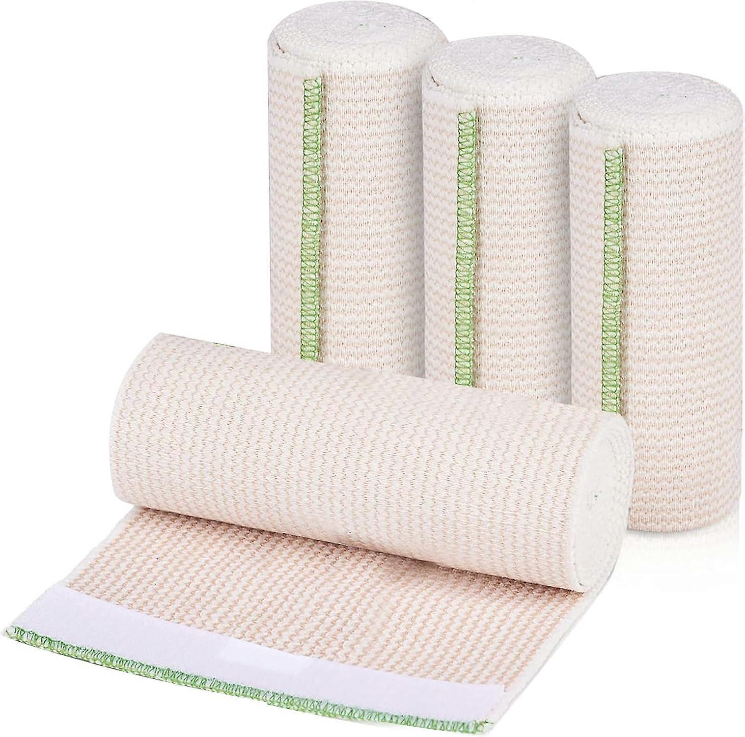 Elastic bandages with a self-closing mechanism, washable, wide elastic bandages suitable for legs, abdomen, and body, 4-pack, 15cm x 4.5m