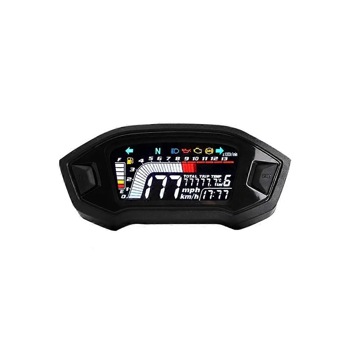 Motorcycle LCD Speedometer and Digital Odometer, Universal for 2 and 4 Cylinder, Waterproof LED Display