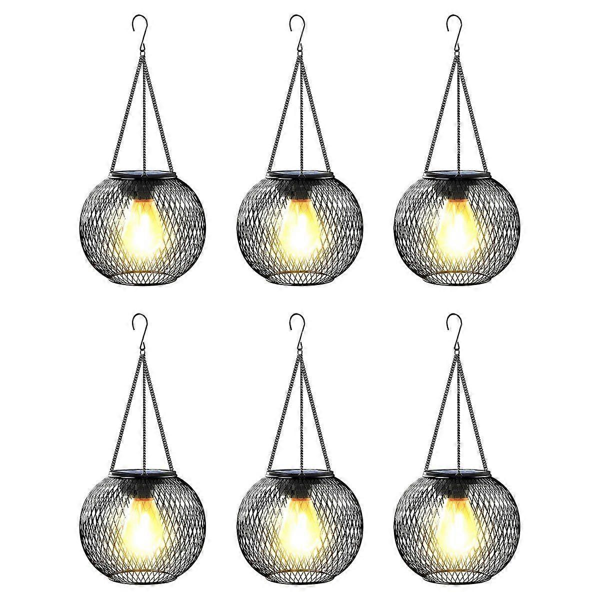 6 Pack Solar Powered Lanterns Automatic Lighting At Night with Hang Hook Design Waterproof Decorativ