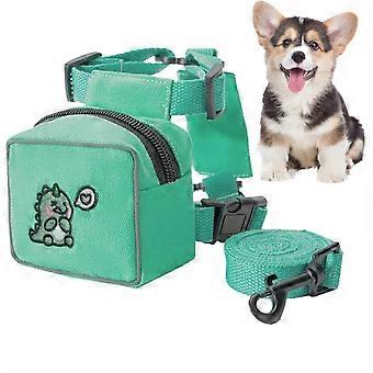 Backpack for Dogs To Wear Bear Rabbit Dinosaur Pattern With Pet Lead Adjustable Colorful Hiking Harness For Travel Green