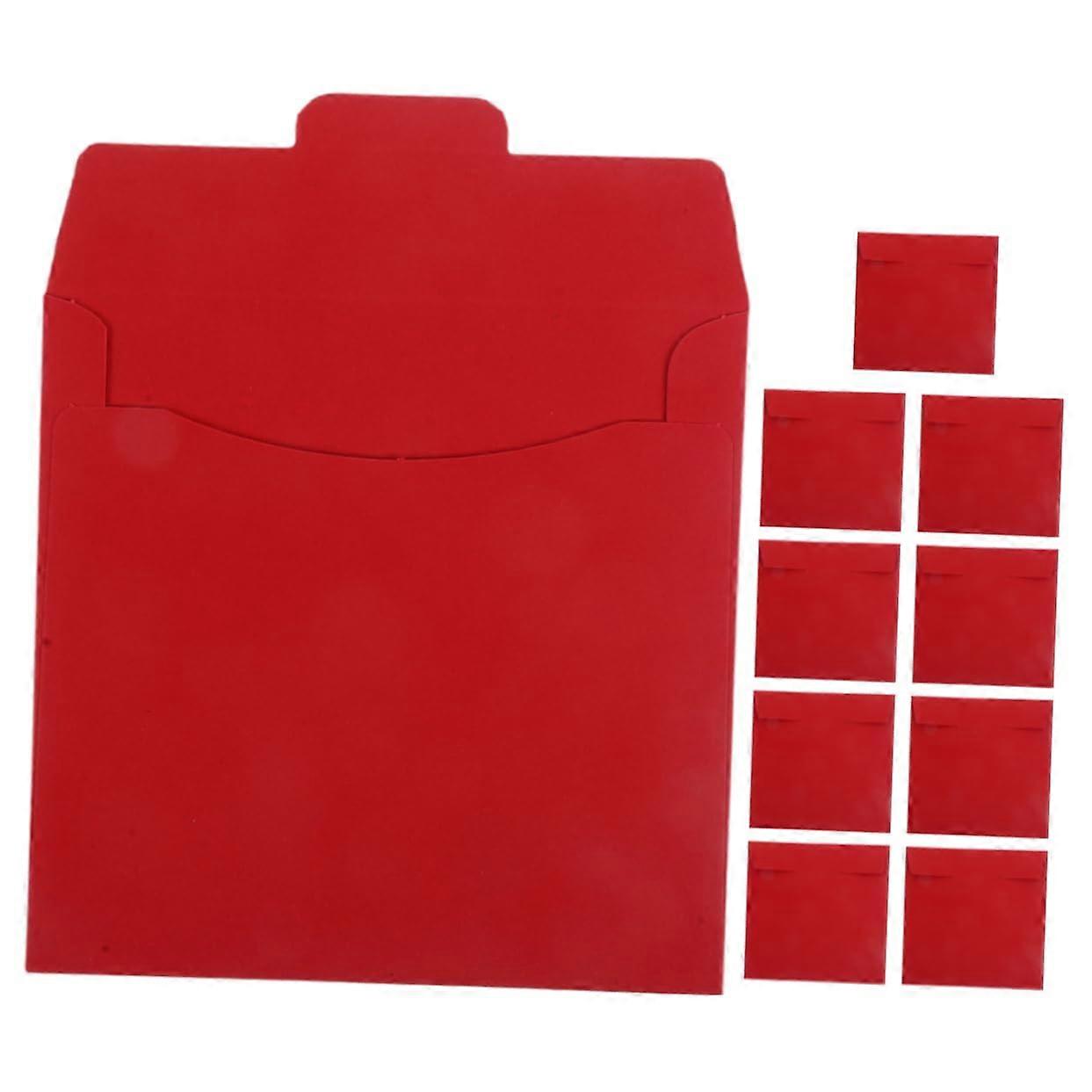 10Pcs Red Paper CD Sleeves with ScratchResistant DVD Protection for Disc Storage and Travel