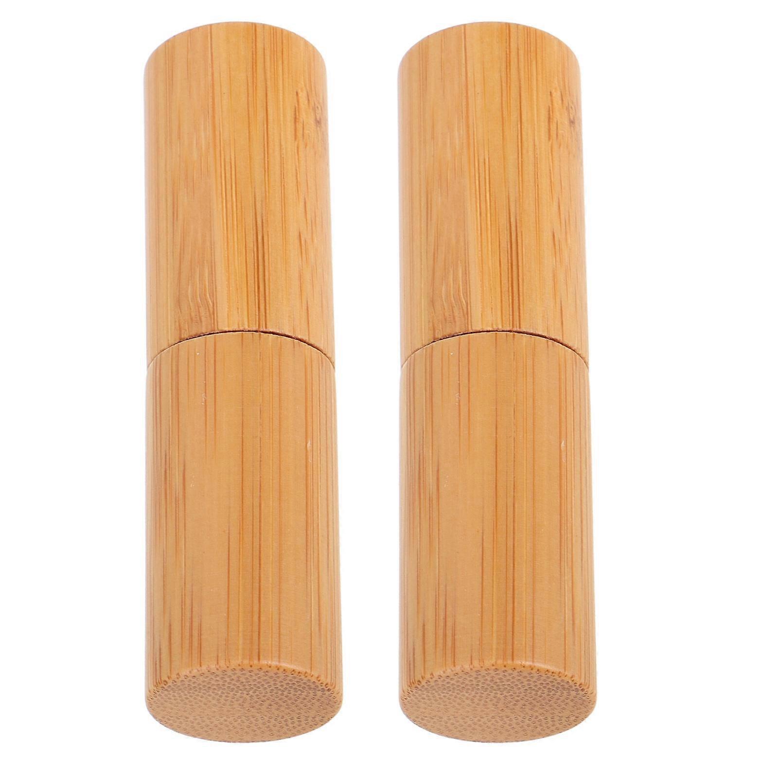 Portable Bamboo Lipstick Tubes for DIY Lip Balm with 2Pcs Empty Containers