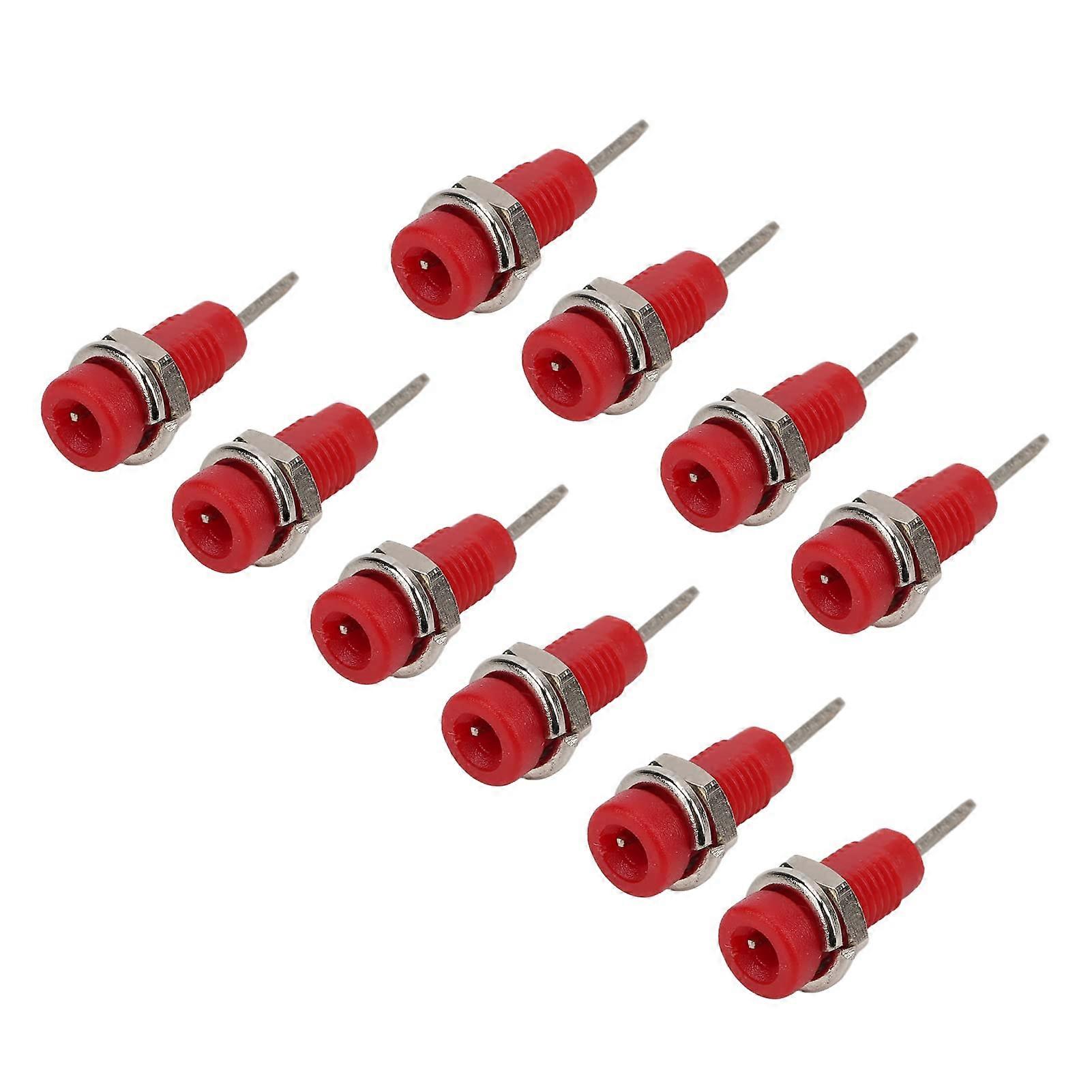 2mm Banana Jack Panel Socket, Extended Mount Binding Post Plug Adapter, Red, 10 Pcs, For Electronic Instruments