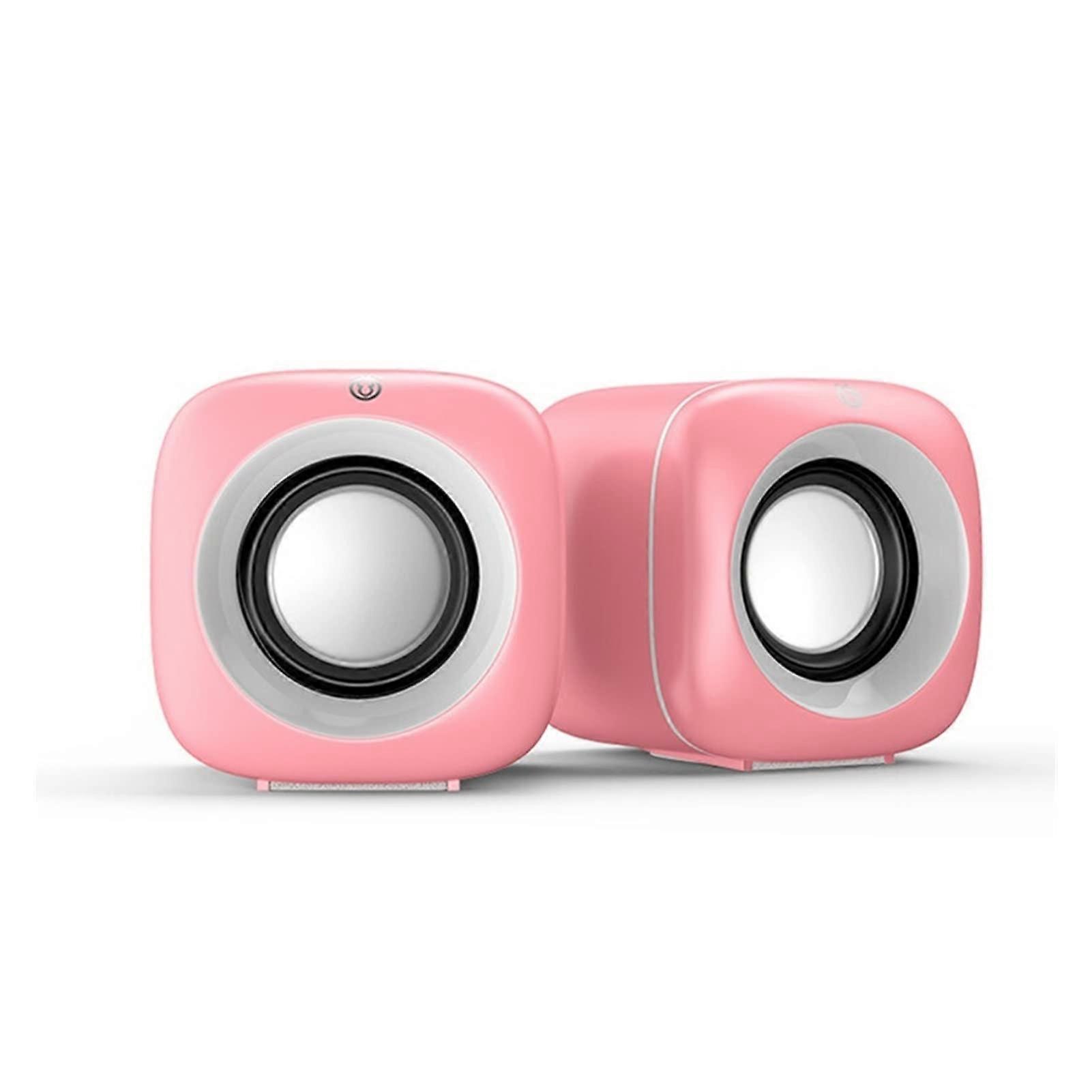 USB Wired Computer Speakers Pink Small Laptop Speaker Subwoofer Deep Bass Sound Box Loudspeaker USB Powered PC Mac Compatible