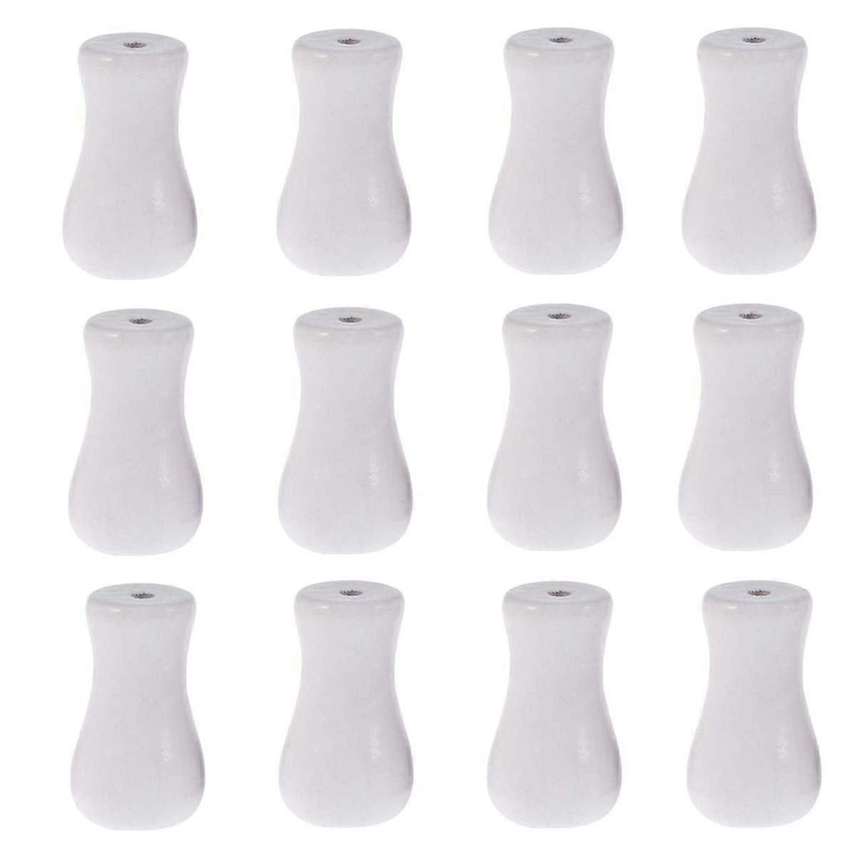 12pcs White Wooden Tassels for Window Blinds and Curtains, Durable Cord Pulls with Elegant Finish