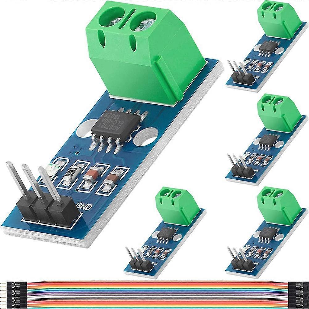 5 Pcs ACS712 30A Range Current Sensor Module Chip ACS712ELC-30A Current Sensor Current Measuring Module with Cable