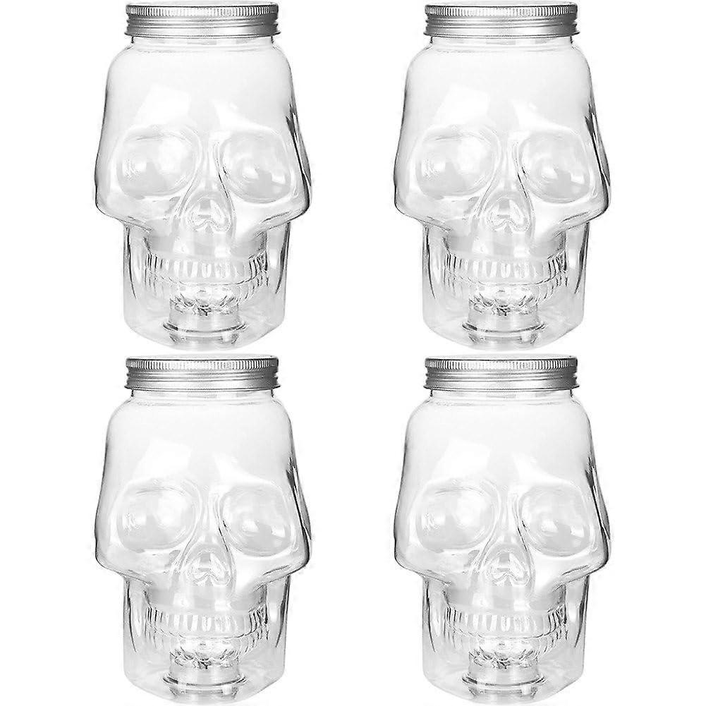 Skull Drink Bottle 500ml Clear Plastic with Lid for Halloween Party and Reusable Beverage Storage