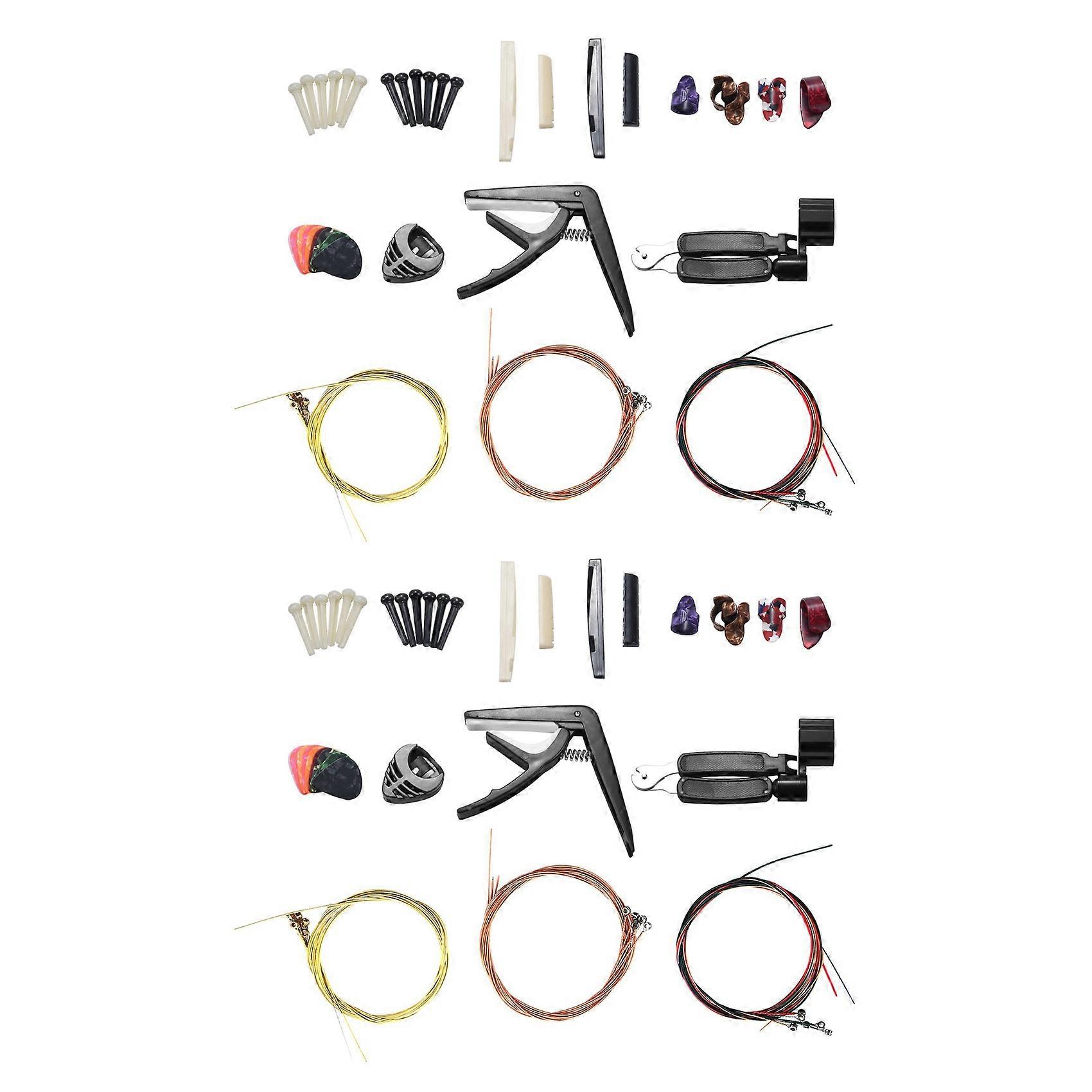 68PCS Guitar Kit Including Guitar Picks,3 in 1String Winder,Bridge Pins,6 String Bone Bridge Saddle & Nut,Finger Picks