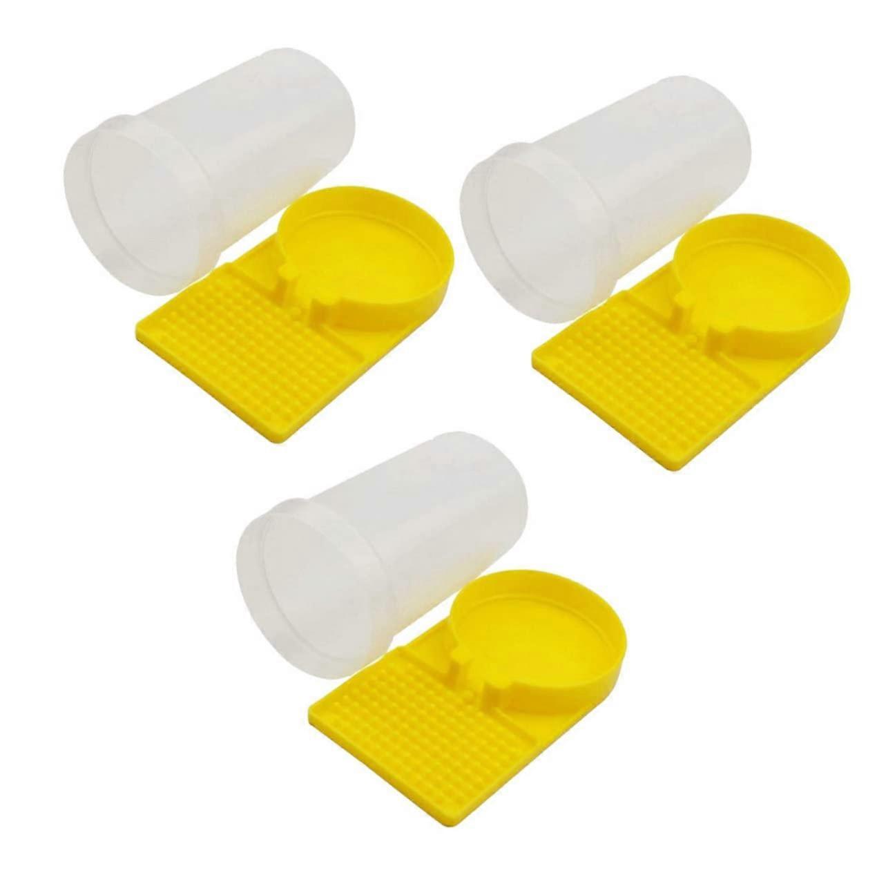 3pcs Bee Feeder Set with Stable Hive Entrance Design, Easy Clean Plastic Drinking Cups for Beekeeping