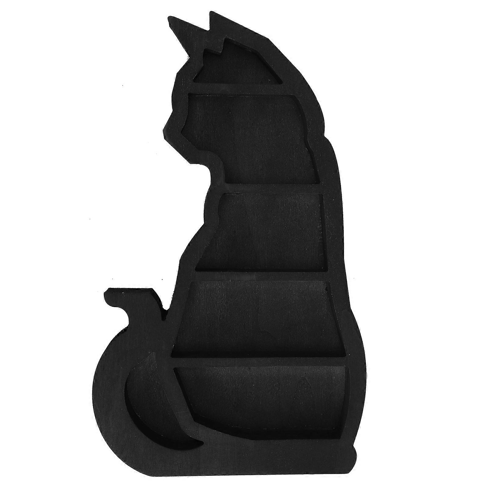 Black Cat Shape Crystal Display Shelf for Wall Mounting Storage