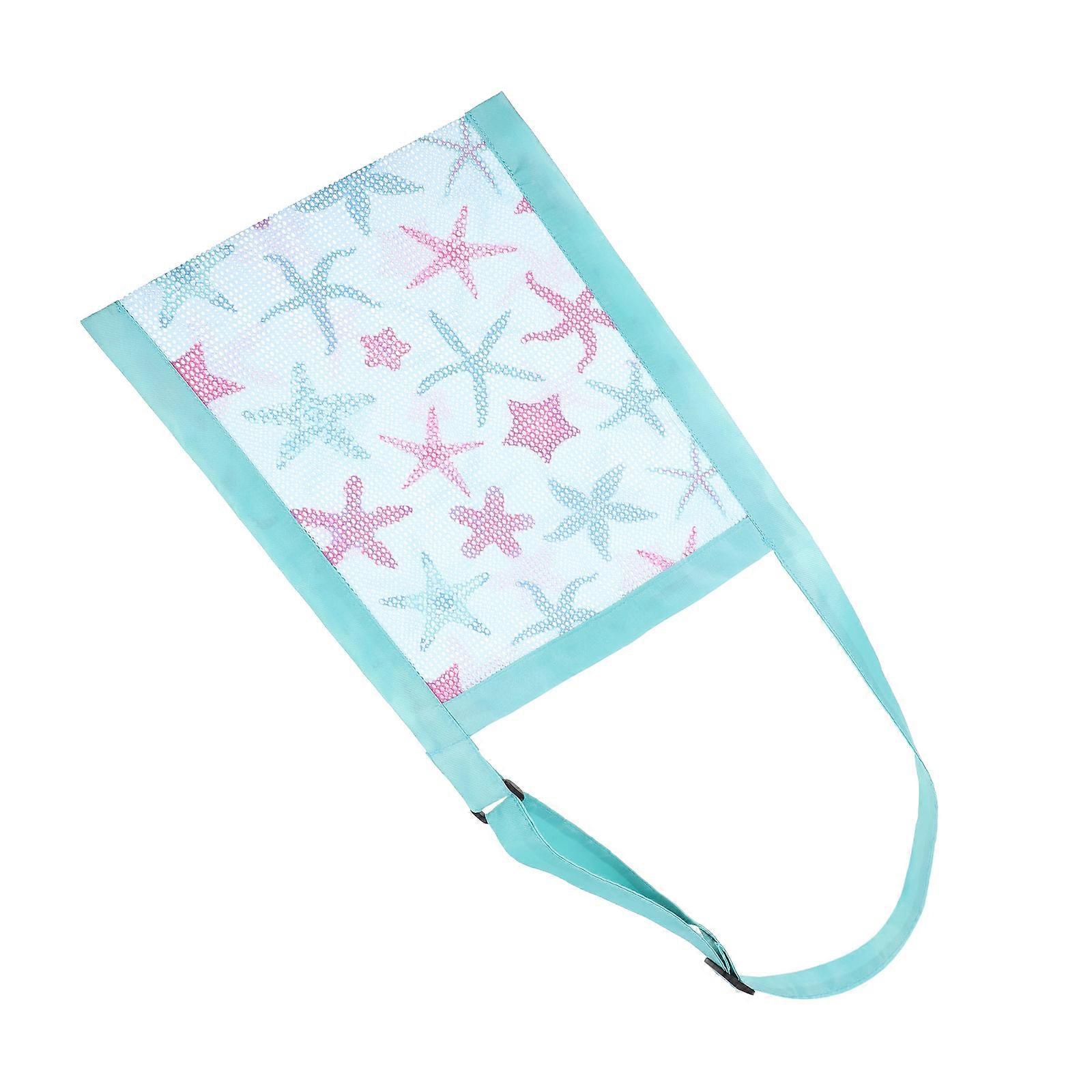 Kids Beach Bag Mesh Storage Bag for Storage 3Pcs Blue Shell Pattern