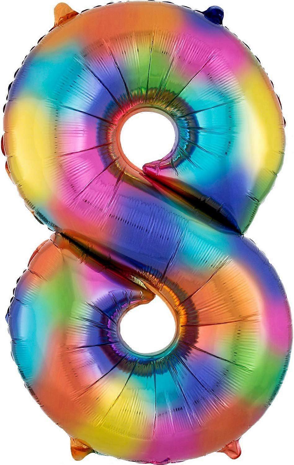 Number 8 Rainbow Splash Foil Balloon - 40"1pcsmulticolor