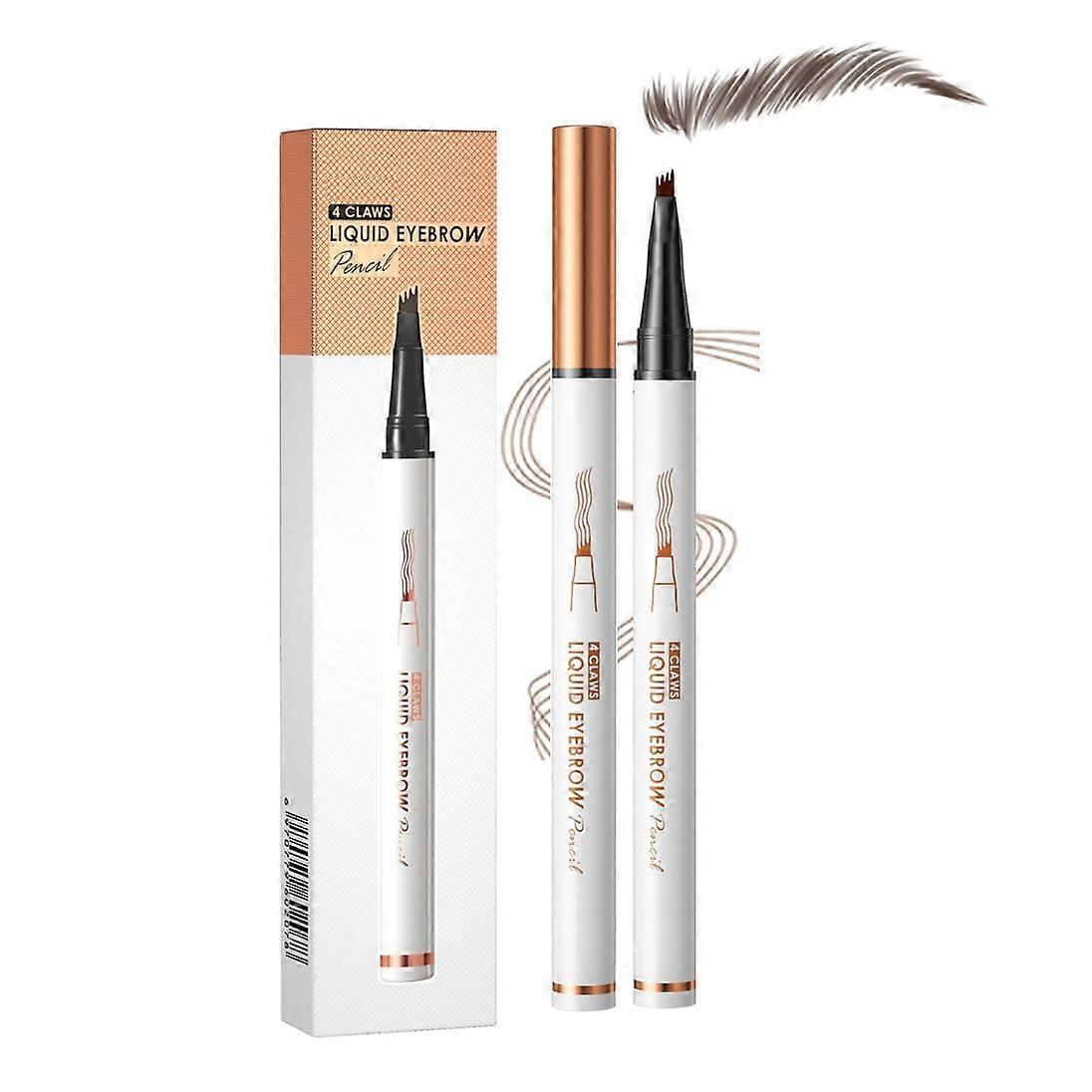 Waterproof 4 Fork Tip Eyebrow Pencil, Long Lasting Microblading Pen for Natural 3D Brown Brows