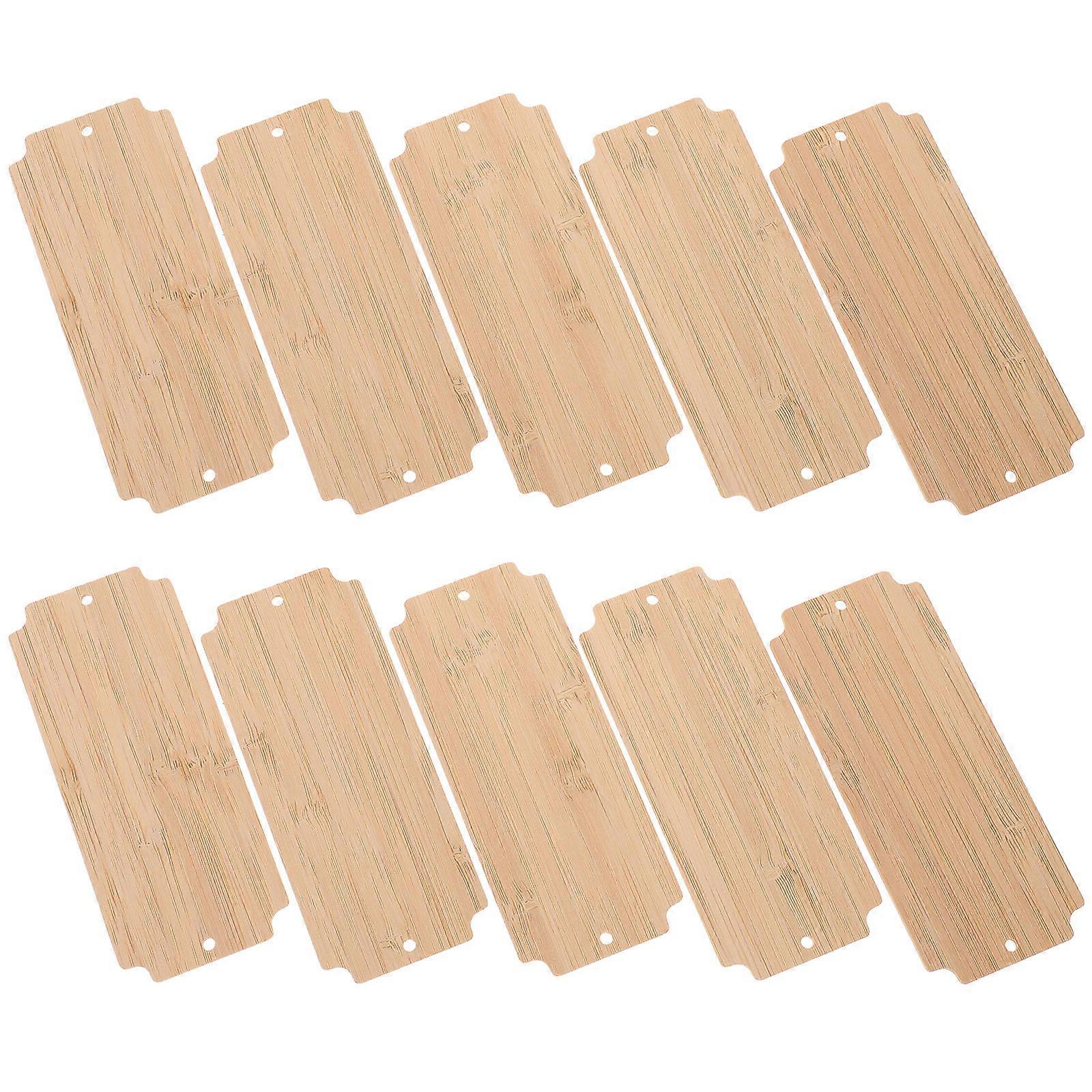 Bamboo Craft Slices 10Pcs Rectangular Blank Chips For Creative Projects Engraving Suitable For Artists