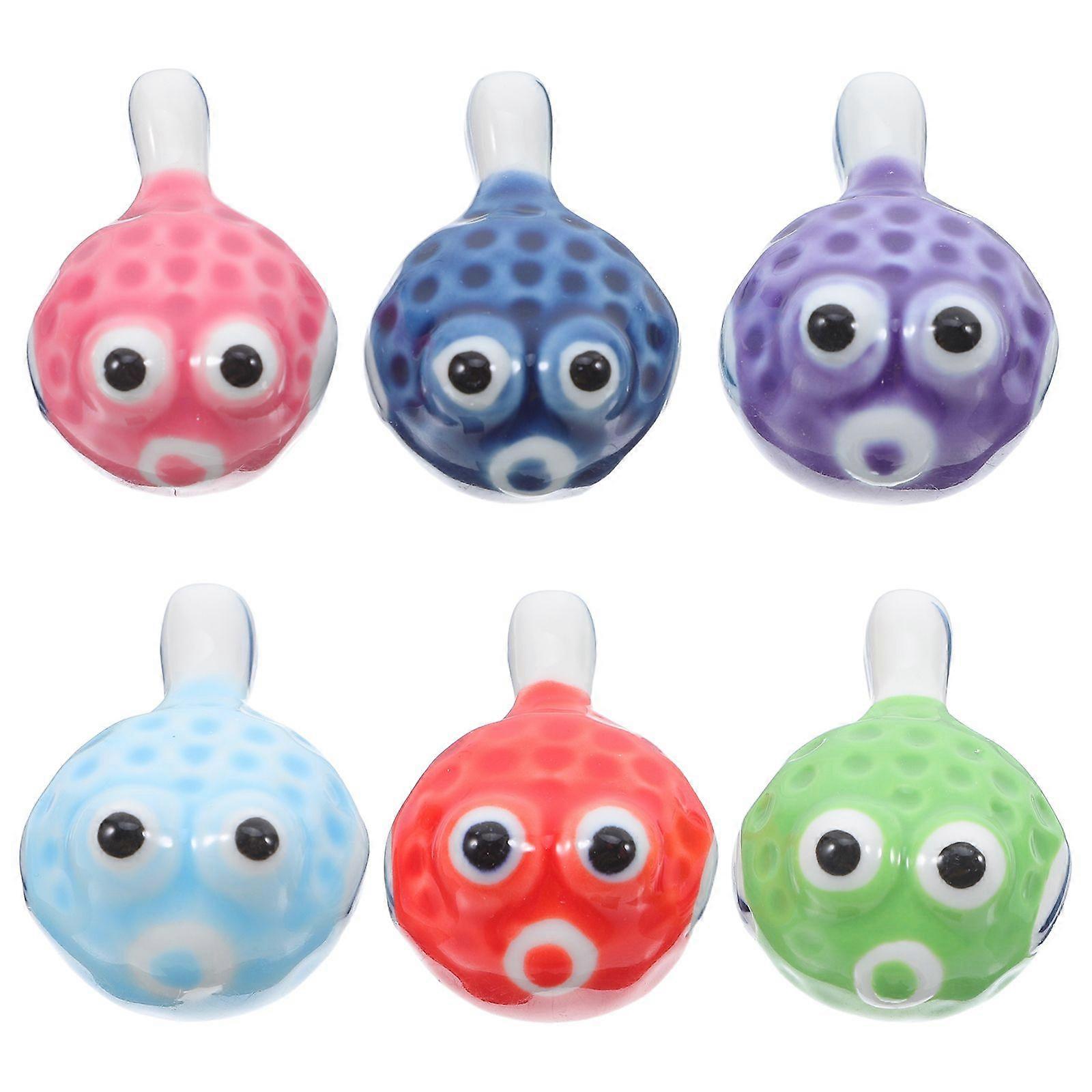 6pcs Puffer Shape Ceramic Chopsticks Rack Holder Dining Room Chopsticks Rest