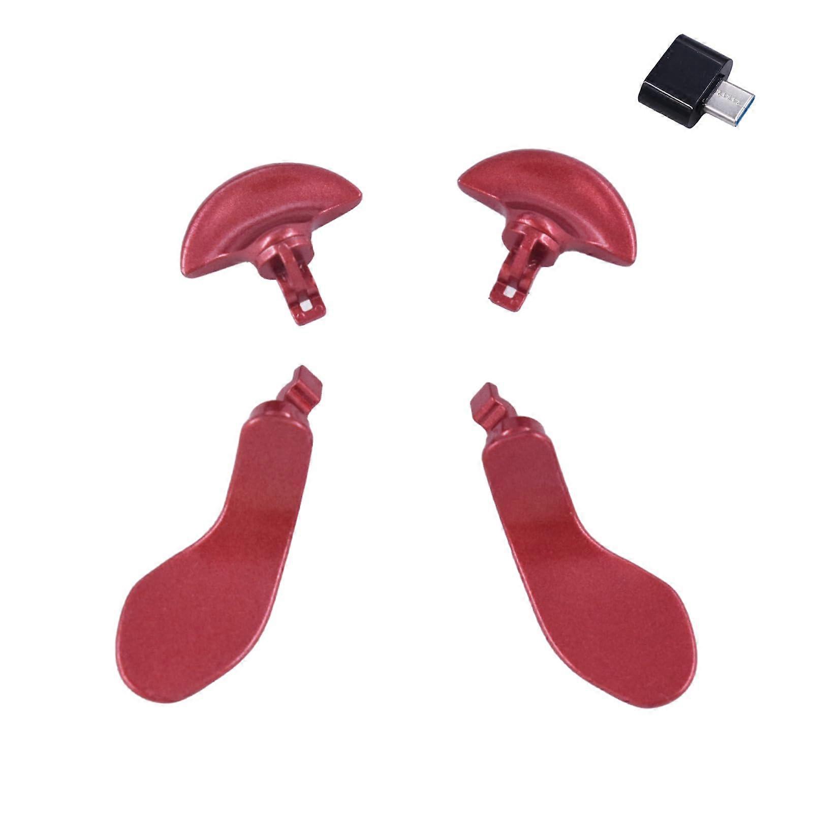 4 Pcs Metal Paddles for PS5 Edge Controller with TypeC Converter, Enhanced Gaming Precision, Red