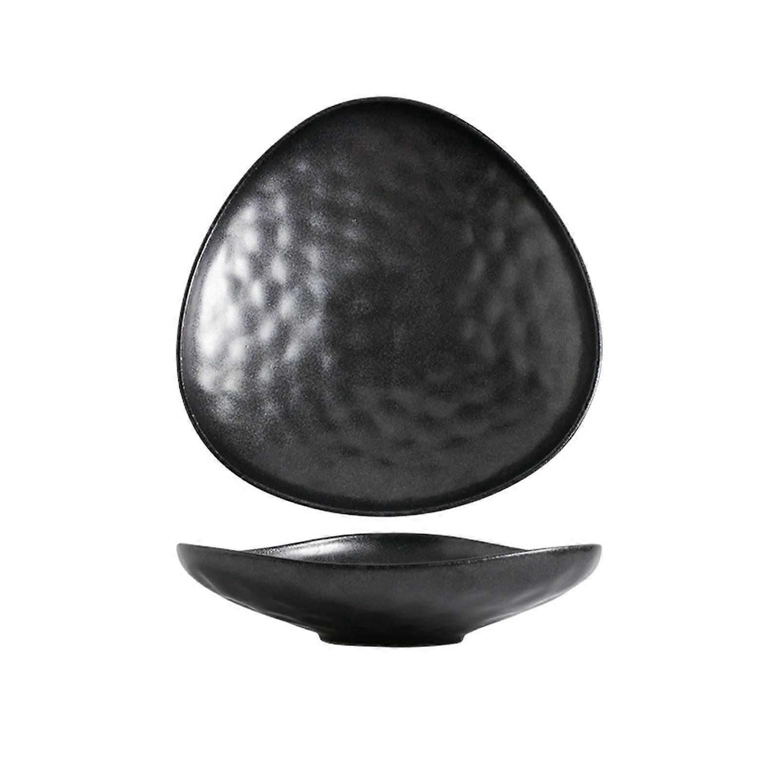 12 Inch Flint Black Ceramic Triangular Serving Plate, Microwave and Dishwasher Safe Dessert Dish